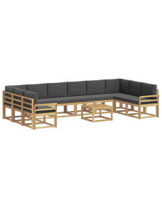Set di divani da esterno con cuscino 11 pcs Bianco e Antracite 2