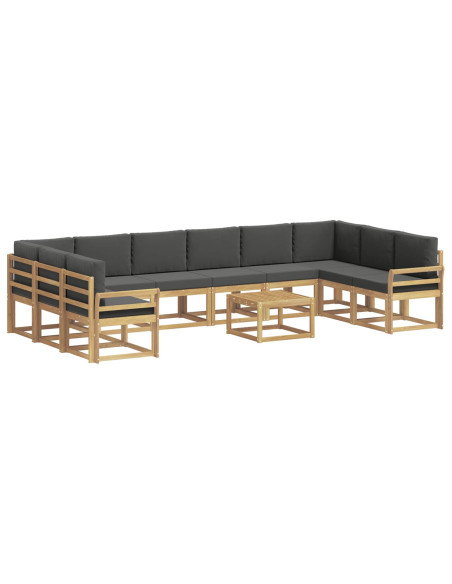 Set di divani da esterno con cuscino 11 pcs Bianco e Antracite