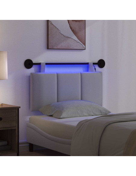 Testiera sospesa Con luce LED Bianco Tessuto
