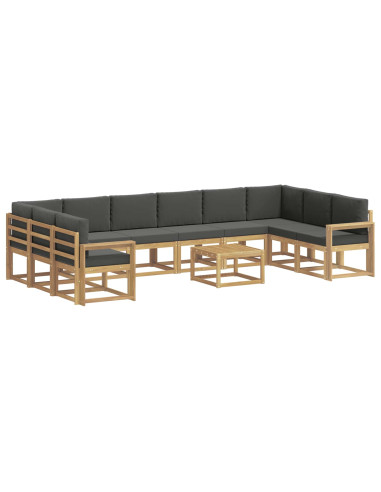 Set di divani da esterno con cuscino 11 pcs Bianco e Antracite