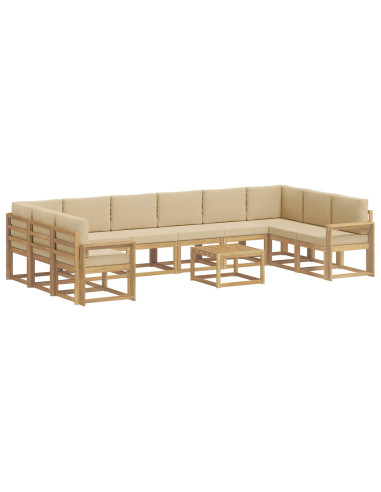 Set di divani da esterno con cuscino 11 pcs Bianco e Beige