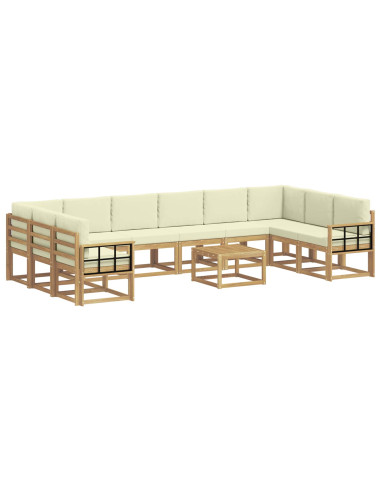 Set di divani da esterno con cuscino 11 pcs Bianco e Crema