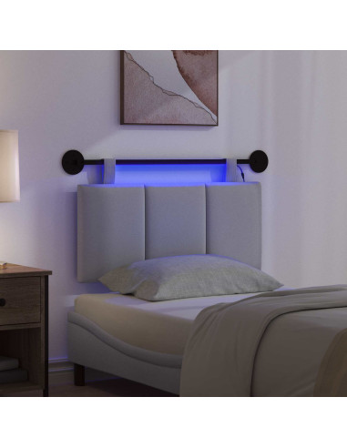Testiera sospesa Con luce LED Grigio Chiaro Tessuto