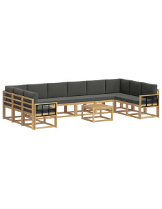 Set di divani da esterno con cuscino 11 pcs Bianco e Antracite 2