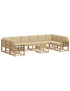 Set di divani da esterno con cuscino 11 pcs Bianco e Beige 2