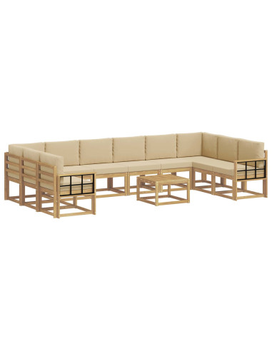 Set di divani da esterno con cuscino 11 pcs Bianco e Beige