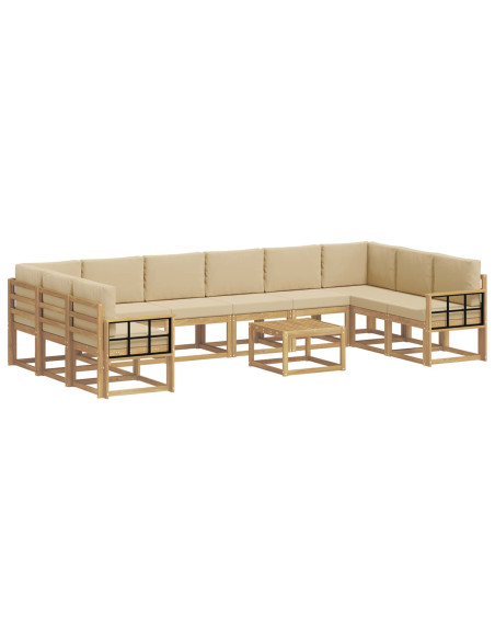 Set di divani da esterno con cuscino 11 pcs Bianco e Beige