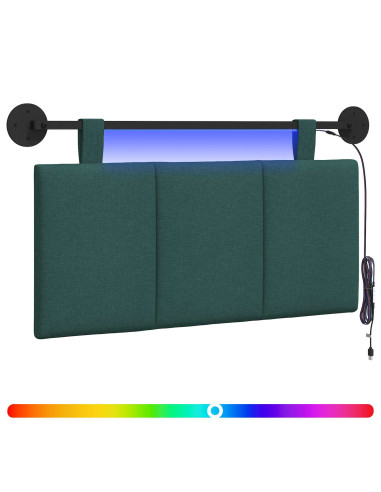Testiera sospesa Con luce LED Verde Scuro Tessuto