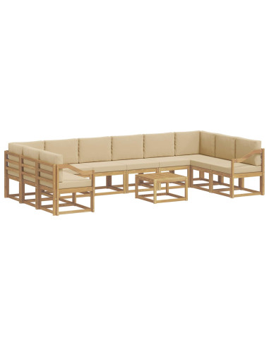 Set di divani da esterno con cuscino 11 pcs Bianco e Beige