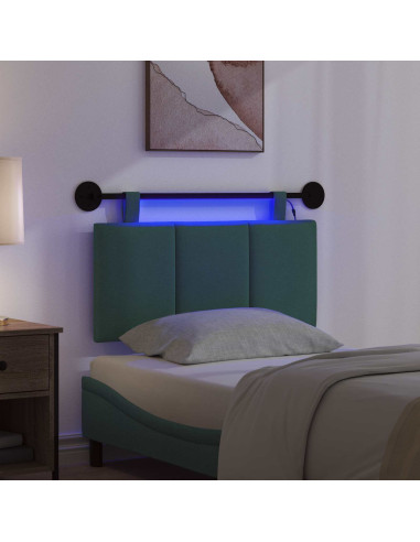 Testiera sospesa Con luce LED Verde Scuro Tessuto