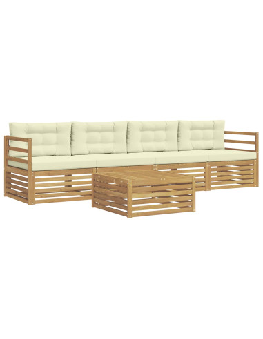 Set di divani da esterno con cuscino 5 pcs Bianco e Crema