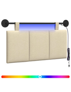 Testiera sospesa Con luce LED Crema Tessuto 2