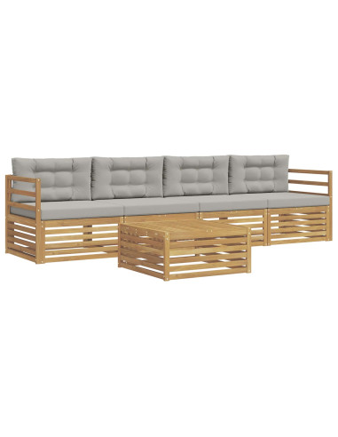 Set di divani da esterno 5 pcs Bianco e Grigio Chiaro
