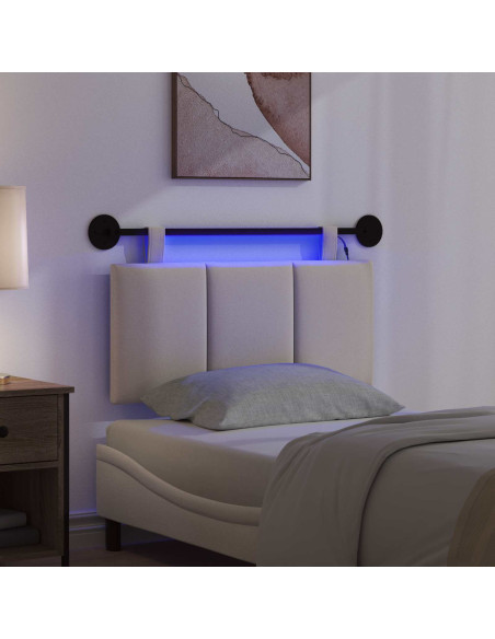 Testiera sospesa Con luce LED Crema Tessuto
