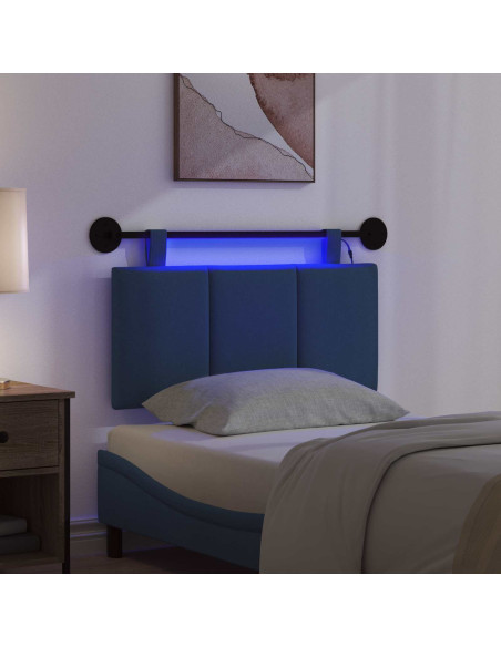 Testiera sospesa Con luce LED Blu Tessuto