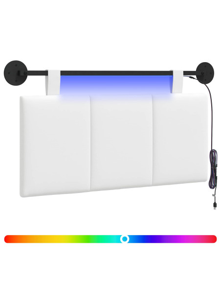 Testiera sospesa Con luce LED Bianco Tessuto