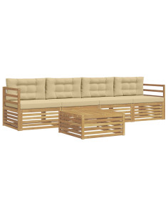Set di divani da esterno con cuscino 5 pcs Bianco e Beige 2
