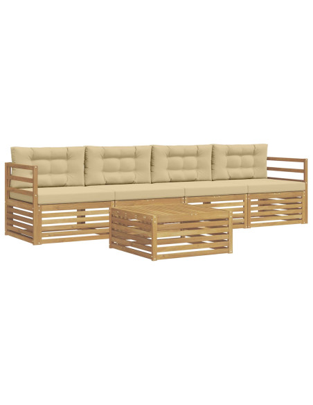 Set di divani da esterno con cuscino 5 pcs Bianco e Beige