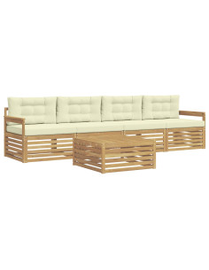 Set di divani da esterno con cuscino 5 pcs Bianco e Crema 2