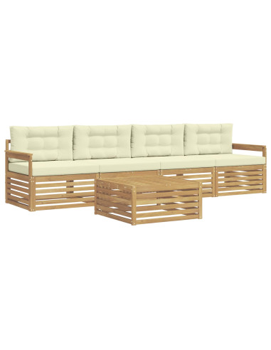 Set di divani da esterno con cuscino 5 pcs Bianco e Crema