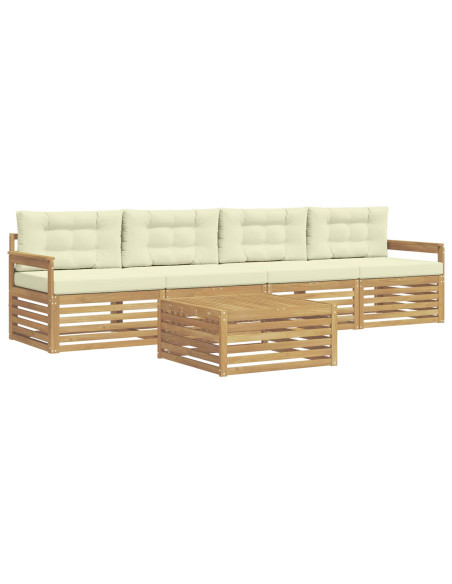 Set di divani da esterno con cuscino 5 pcs Bianco e Crema