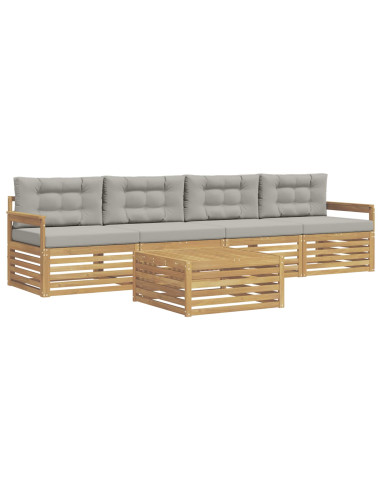 Set di divani da esterno 5 pcs Bianco e Grigio Chiaro