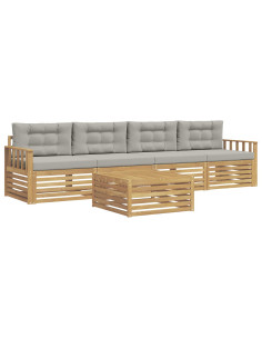 Set di divani da esterno 5 pcs Bianco e Grigio Chiaro 2