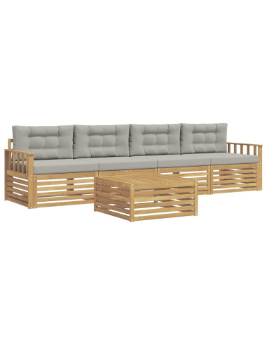 Set di divani da esterno 5 pcs Bianco e Grigio Chiaro