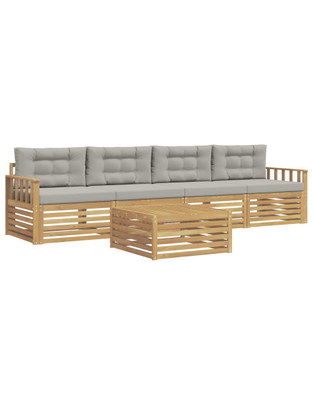 Set di divani da esterno 5 pcs Bianco e Grigio Chiaro