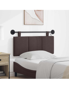 Testiera sospesa Con luce LED Marrone Scuro Tessuto