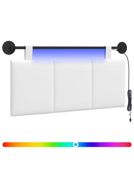 Testiera sospesa Con luce LED Bianco Tessuto