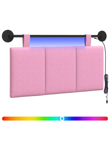 Testiera sospesa Con luce LED Rosa Tessuto