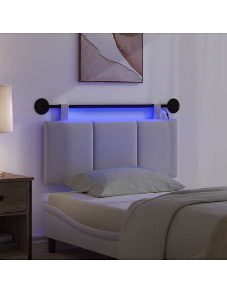 Testiera sospesa Con luce LED Bianco Tessuto