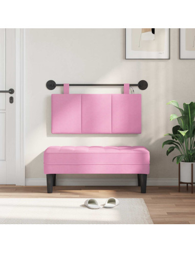 Testiera sospesa Con luce LED Rosa Tessuto