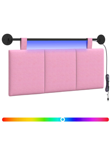 Testiera sospesa Con luce LED Rosa Tessuto
