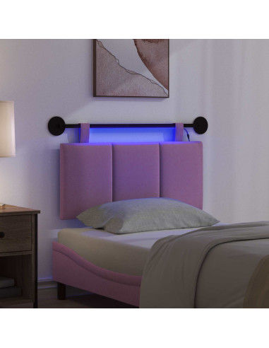 Testiera sospesa Con luce LED Rosa Tessuto