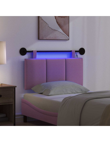 Testiera sospesa Con luce LED Rosa Tessuto