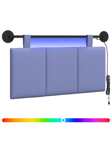 Testiera sospesa Con luce LED Blu jeans Tessuto