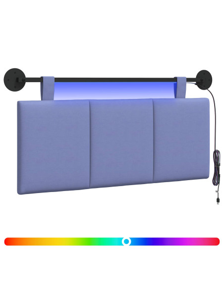 Testiera sospesa Con luce LED Blu jeans Tessuto