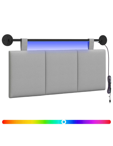 Testiera sospesa Con luce LED Grigio Nuvola Tessuto