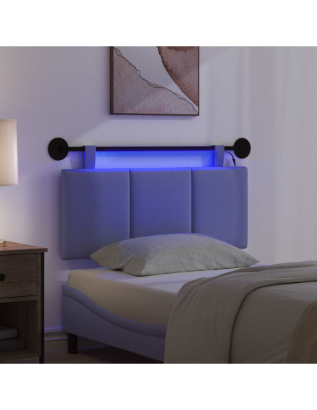 Testiera sospesa Con luce LED Blu jeans Tessuto