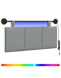 Testiera sospesa Con luce LED Grigio Chiaro Tessuto 2