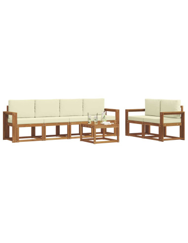 Set di divani da esterno con cuscino 7 pcs Naturale e Crema