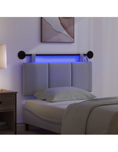 Testiera sospesa Con luce LED Grigio Chiaro Tessuto