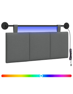 Testiera sospesa Con luce LED Grigio Scuro Tessuto 2