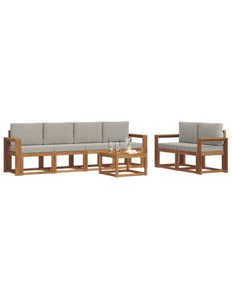 Set di divani da esterno 7 pcs Grigio Naturale e Chiaro