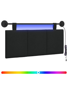 Testiera sospesa Con luce LED Nero Tessuto 2