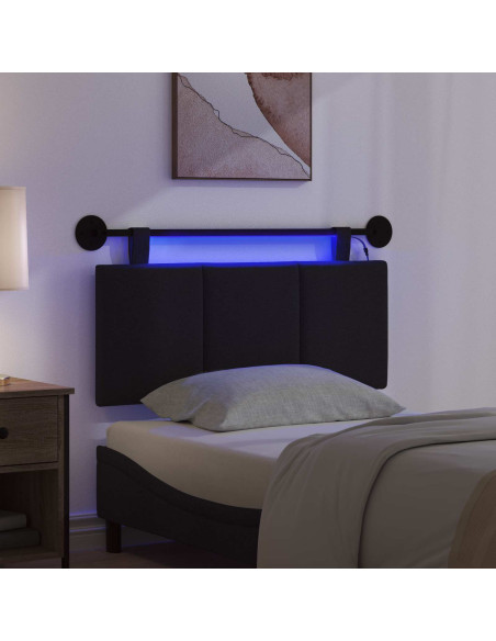 Testiera sospesa Con luce LED Nero Tessuto
