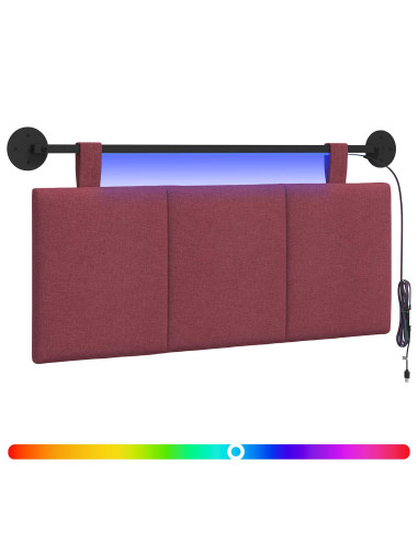 Testiera sospesa Con luce LED Rosso Vino Tessuto