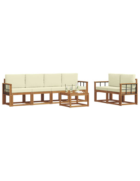 Set di divani da esterno con cuscino 7 pcs Naturale e Crema